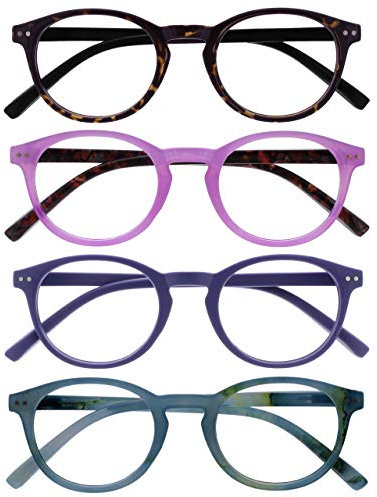 Opulize Zen Pack 4 Lunettes De Lecture Sombre Brun Rose Pourpre Turquoise Petit Hommes Femmes RRRR24-245Q +2,00