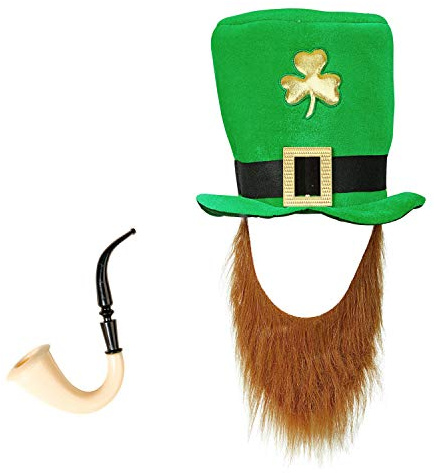 com-four® Leprechaun, Kobold Kostüme zum St. Patricks Day | Outfits und Accessoires für das grüne - irische Fest - Für Fasching - Fastnacht - Karneval - Parade - Motto-Party - Irish Pub