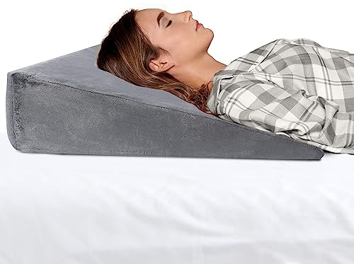 Milliard Cojín con Forma de Cuña, Almohada Lectura Triángulo para Soporte la Espalda - Cojin Sofá y para Cama para Leer y Relax, con Funda Gris Lavable Extraíble