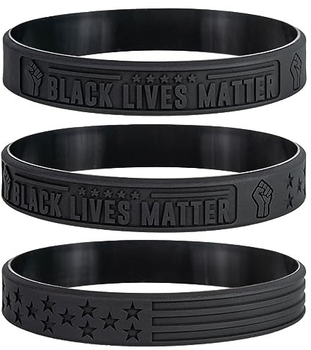 Sainstone Black Lives Matter Silicone Bracelets - #BLM Movement for Freedom, Liberation and Justice Motivational Rubber Wristbands - Support Black Imagination & Innovation Gifts for Men Women (Unisex)