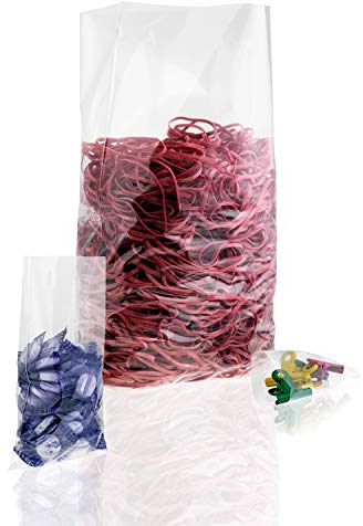 WPTrading - 100 Stück Flachbeutel 400 mm x 600 mm (100my) Transparent Groß - LDPE-Folien Beutel lebensmittelecht - Plastikbeutel zur Verpackung, Aufbewahrung & Befüllen von Lebensmittel & Kleinteilen