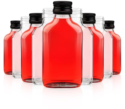 SUPERBUTELKI.PL Elegante y moderno, mini botellas de licor, pequeñas botellas de cristal con tapón de rosca, botellas de bolsillo, botellas de cristal para zumos y bebidas con alto porcentaje