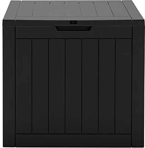 GiantexUK Garten Aufbewahrungsbox, Outdoor Große Deckbox mit Abschließbarem Deckel, Wasserdichter Truhenbehälter für Terrassenkissen und Gartengeräte (Schwarz)