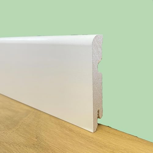 Eternal Parquet 96ML di BATTISCOPA ZOCCOLINO PASSACAVO BC in Fibra di Legno COMPATTA 80X15 Bianco