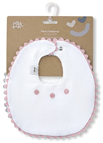 Pack 2 Baberos ribetes en rosa y gris