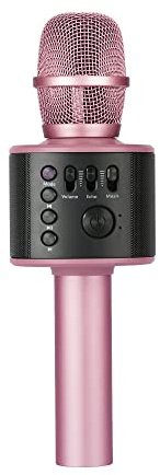 Core Innovations Wireless Bluetooth Karaoke Microphone with Built-in Speakers + HD Recording, Portable Handheld Mic | Rose Gold