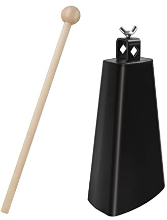 Soulmate Cowbell 7 inch Metal Steel Cow Bell Instrument Noise Makers Cowbell Hand Percussion Cow Bells with Handle Stick for Drumset