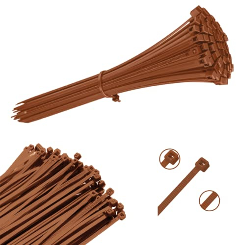 Viceree 100 fascette per cavi marroni, 3,6 x 200 mm, perfette per accessori da officina e applicazioni generali, durevoli e robuste, fascette richiudibili, fascette di alta qualità