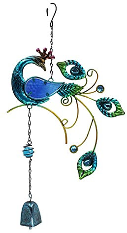 Windspiele, Bunte Pfauen, Anhänger, Glocke, Windspiele, Indoor, Balkon, Outdoor, Garten, Dekoration, zum Aufhängen, Handwerk, Ornament für Türen, Fenster, Wände, unter Traufen, Gärten (Blau)