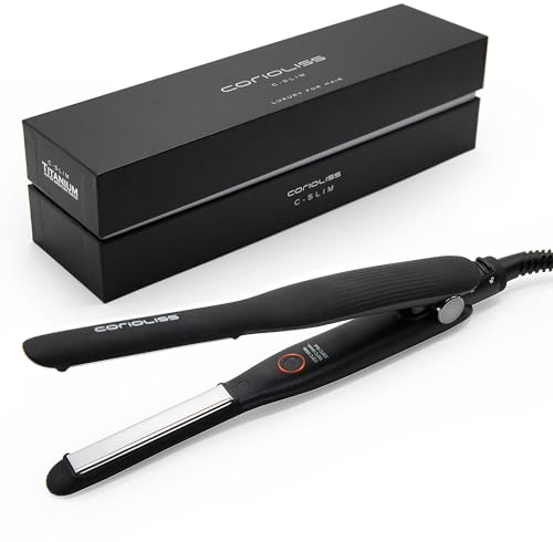 Corioliss Piastra per capelli Mini C-Slim con piastre extra sottili in titanio | Perfetta per Frangia e Capelli Corti | Uomo e Donna | Ionica | Anticrespo Black.