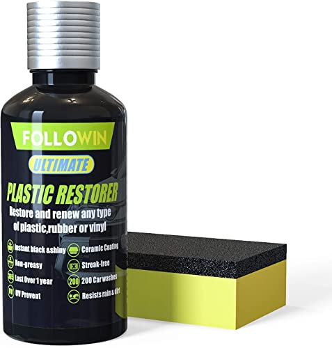 FOLLOWIN Ceramic Trim Coat Kit Quick Plastic Trim Restorer Restoration to Last Over 200 Washes (Unique F)