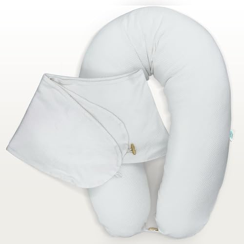 sei Design Stillkissenbezug 100% Baumwolle passend für Stillkissen XXL, Bezug für Schwangerschaftskissen, Seitenschläferkissen 190 x 30 cm, mit Reißverschluss, waschbar und Schadstoffgeprüft