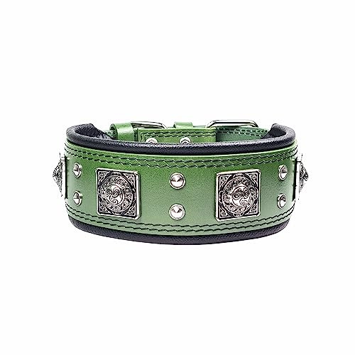 Bestia™ EROS Hundehalsband für große Hunde. 100% Leder. Weich gepolstert. 6,3 cm breit. TOP Qualität!