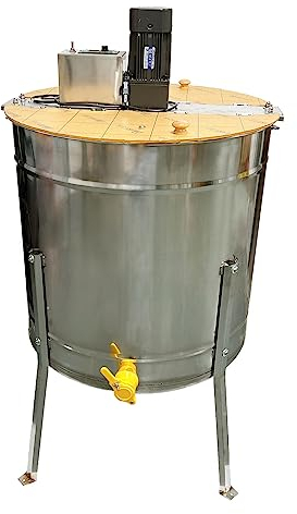 WRJAHCG Elektrisk honungsslunga med 6 ramar, 304 rostfritt stål honung extractor, med akryl transparent lock och hållare i rostfritt stål, för biodlare och biodlare tillbehör, 6 ramar