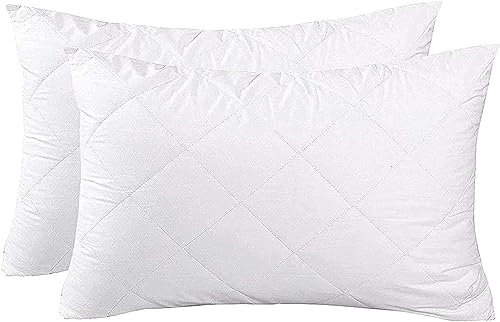 Xania Pillows 2 Pack Hotel Quality with Quilted Cover Premium Filled Pillows for Stomach, Back and Side Sleeper, Down Alternative Bed Pillow-Soft Hollow-Fiber Hotel Pillows