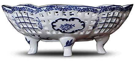 DOMELA Platos de exhibición de dulces, frutero de frutas, frutero de porcelana for mostrador de cocina, frutero de dulces retro chino, servidor de frutero decorativo de cerámica, cesta de frutas decor