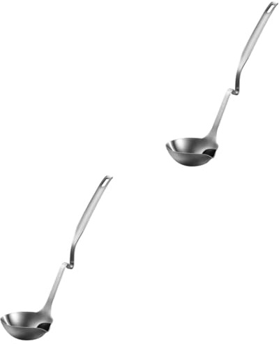 BESTonZON 2stücke Edelstahl Suppenkelle Mit Langem Griff Ölfilter Und Schöpflöffel Für Klare Brühe Leicht Zu Reinigen Für Täglichen Gebrauch Edelstahl Fettabscheider Für Gesunde