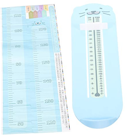 GLEAVI Fußmessgerät Kinder Schuhgrößenmesser mit Höhenaufkleber Messlineal und Cartoon Wandaufkleber Kunststoff Satz zur Messung von Fußlänge und Körpergröße für Kinderzimmer