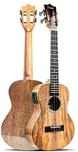 Caramel Glossy All Solid Mango Tenor Acoustic Electric Ukulele