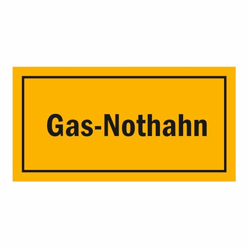 Indigos UG - Schild Gas-Nothahn, zur Betriebskennzeichnung - 20x10 cm - Warnung - Sicherheit - Hotel, Firma, Haus - Aluverbundplatte 3mm - Hinweisschild - Warnschild
