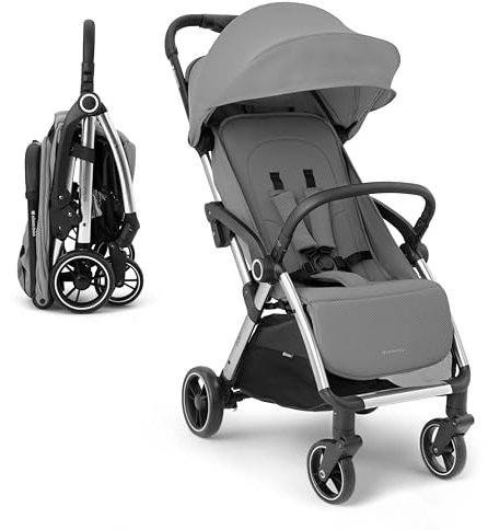 Passeggino KikkaBoo EDEN, Passeggino fino a 22 kg, Ripiegamento automatico, Posizione reclinabile, Ultraleggero, Compatto, Grigio
