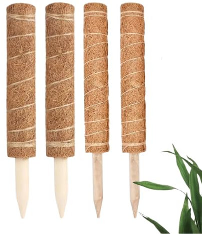 Garden Mile Tall Moss Pole Set of 4 - Stackable Coconut Coir Support for Indoor Climbing Plants, Monstera, Pothos & Houseplants Growth, Eco-Friendly Durable Plant Stakes
