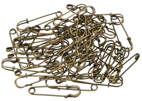 YOKIVE 50 st säkerhetsnål, stora metallsynålar | Hantverkstillverkning, bra för kläder, stickning, sömnad (bronston, 3,5 cm)