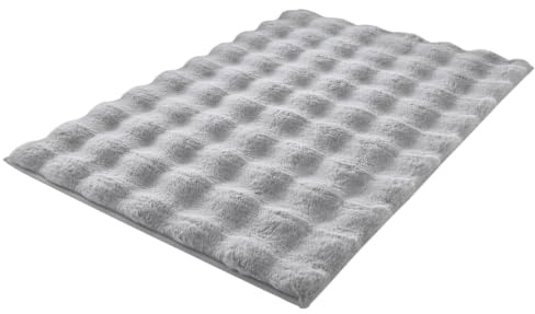 Kleine Wolke Badteppich Cloud Silbergrau 70 x 120 cm | OEKO-TEX zertifiziert, rutschhemmende Unterseite, für Fußbodenheizung, maschinenwaschbar, 100% Polyester