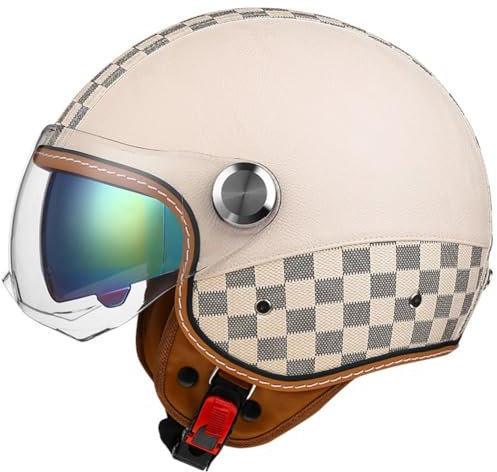 Casco Moto Jet Casco Scooter con Occhiali a Doppia Visiera Fodera Rimovibile Protezione per Le Orecchie Casco da Motociclista con Certificazione ECE Casco Scooter Adult Uomo Donna