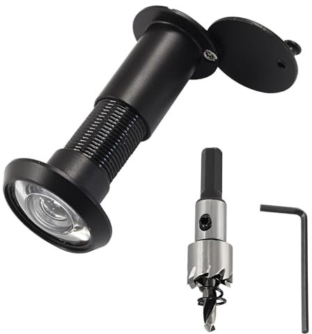 Copertura per Fori per Porte, Spioncino per Porta con Schermo Privacy, 1 Set Spioncino in Lega di Zinco, con Trapano, Grandangolo 220°, per Casa, Ufficio, Hotel, Nero