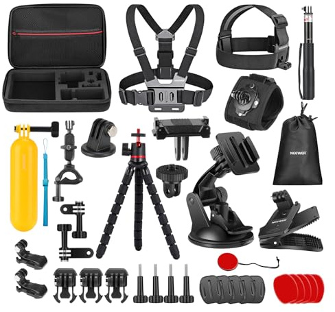 NEEWER 35 in 1 Action Camera Pro Accessories Kit Compatible with DJI Osmo Action 5 Pro 4 3 GoPro, Quick Release Adapter Mount for Diving Hiking Motorcycling Mountain Cycling Skiing Surfing Vlog, GP-51