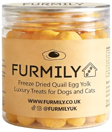 FURMILY Freeze Dried Quail Eggs for Cats, Cat Food Topper, Freeze Dried Cat Treats (50g), 100% Quail Egg Yolk, Rich Protein, No Additives, Easy Digestion for Cats and Dogs