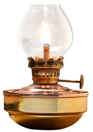 Oil Lamp - 4.75” Tall Nautical Lamp with Naval-Style Copper and Brass Body and Glass Bulb - Decorative Kerosene Lantern with Adjustable Wick - Oil Lamps for Indoor or Outdoor Use by Kings County Tools