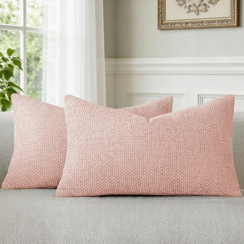 a moment Kissenbezug 30x50 Rosa Chenille 2er Set Dekokissen Kissenbezüge Muster Sofakissen Zierkissen Couchkissen Deko Waschbar Flauschig Kissenhülle für Sofa Wohnzimmer Kinderzimmer
