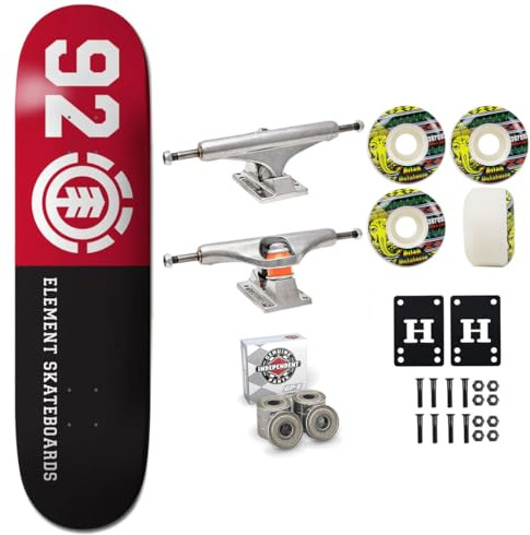 Element Professional Skateboard Complete 92 Classic 8.0 with Independent Trucks, Satori Wheels, Independent Bearings, Mounting Hardware, and Risers