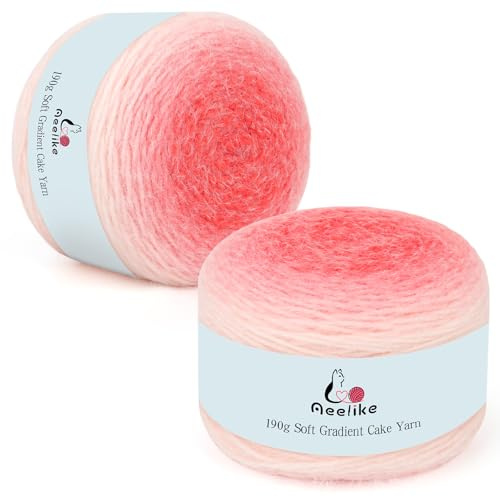 Aeelike Farbverlauf Häkelwolle, 380g Farbverlaufsgarn zum Stricken und Häkeln, 800m Acrylic Ombré Wolle Langfloriges, Bequem Häkelwolle für DIY, Schal, Pullover, Decken, Rot