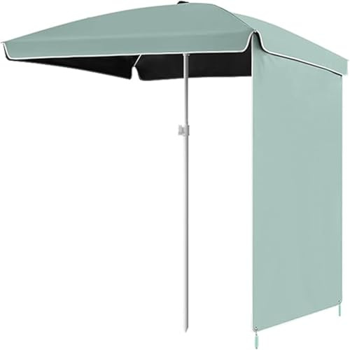 Sombrilla rectangular de 260 cm para patio, sombrilla portátil para exteriores con cortina solar UPF 50+, toldo de jardín impermeable, ideal para patio, terraza, playa y piscina