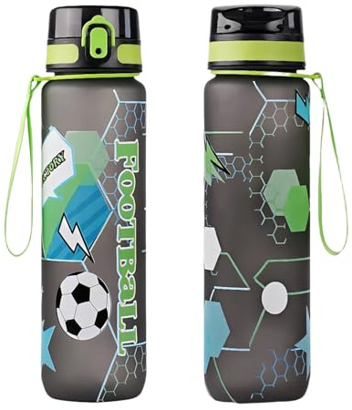 MHwan Vattenflaskor för barn, 750 ml, lämplig för kolsyrade drycker, BPA-fri, enknappsöppning, lätt att rengöra, vattenflaska med stor kapacitet, perfekt för skola och sport
