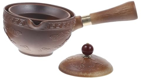 TOGEVAL Ceramic Teapot with Side Handle Rotation Porcelain Tea Maker Decorative Kettle for Home Office Use Housewarming