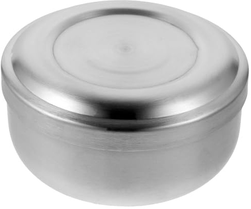 Zerodeko Stainless Steel Men Shaving Soap Bowl with Lid Cream Container Practical Bathroom Grooming Tool for Home Barber Salon Use Silver