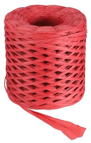 QUARKZMAN 219 Yardas Cinta De Rafia Roja 4mm De Ancho Cordel De Papel | Cuerda De Papel De Rafia Natural, Para Envolver Regalos Manualidades DIY Tejer Crochet Decoración De Fiestas