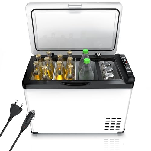 Brandson - ECO Kompressor Kühlbox XXL elektrisch - 30L Getränke Kühlschrank - Gefrierbox Kühlung bis – 22°C - Autokühlbox mit ECO Modus - 30 Liter 12V 24V KFZ – für LKW Auto Camping Boot – Weiß