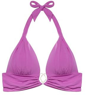 YAMAMAY - Bikini Parte Alta a Triangolo Senza Ferretto, Imbottitura Removibile, Donna, Ivy, Melanzana, monocromo