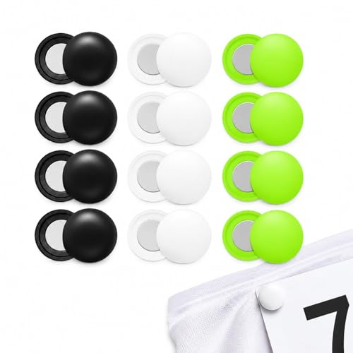 OXDASW 12 paia di supporti per numeri di partenza, magneti per numero di partenza, numero di partenza, clip per numero di partenza, nero, bianco, verde, per triathlon, ciclismo, corridore