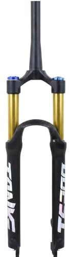 HoldOneLight Horquilla delantera de aire de tubo cónico de 1 1/8 pulgadas, horquilla de suspensión de bicicleta de montaña de 27.5 pulgadas, recorrido de 120 mm, eje QR de 9 mm de 100 mm, bloqueo