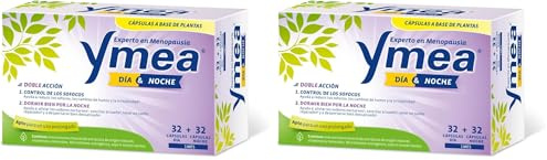 Ymea Menopausia Día y Noche, Control Sofocos y Sueño, Tratamiento 1 Mes - 64 Cápsulas (Paquete de 2)