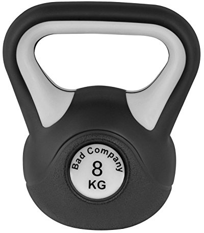 Bad Company kettlebell I plastkettlebell I svänghantel träning i olika viktnivåer I 8 kg (svart och vit)