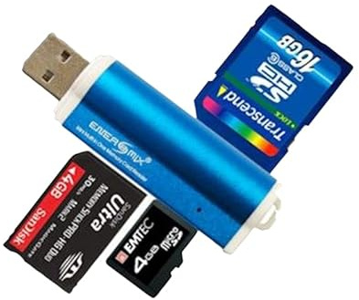 Micro SD SDHC Speicherkarten Lesegerät/Kartenleser USB 1.0/2.0/3.0 bis 32 GB in Blau