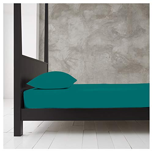 GC GAVENO CAVAILIA Double Fitted Sheet | 25cm Deep Polycotton Bed Sheet | Soft, Durable & Wrinkle Resistant Easy Care Plain Dyed Bedding | Deep Teal Deep Mattress Bottom Sheet - 135 x 190 cm