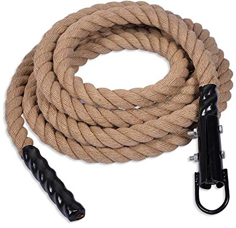 iBoosila Corde à Grimper Manille Corde à Grimper Power Rope avec Crochets Corde de Jute Corde à Grimper Corde de Fitness Corde à Grimper de 38 mm de diamètre Corde à swing-4m
